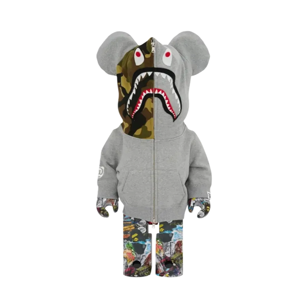 MEDICOM TOY "BEARBRICK" Bape Legacy Camo Shark Gray 1000%