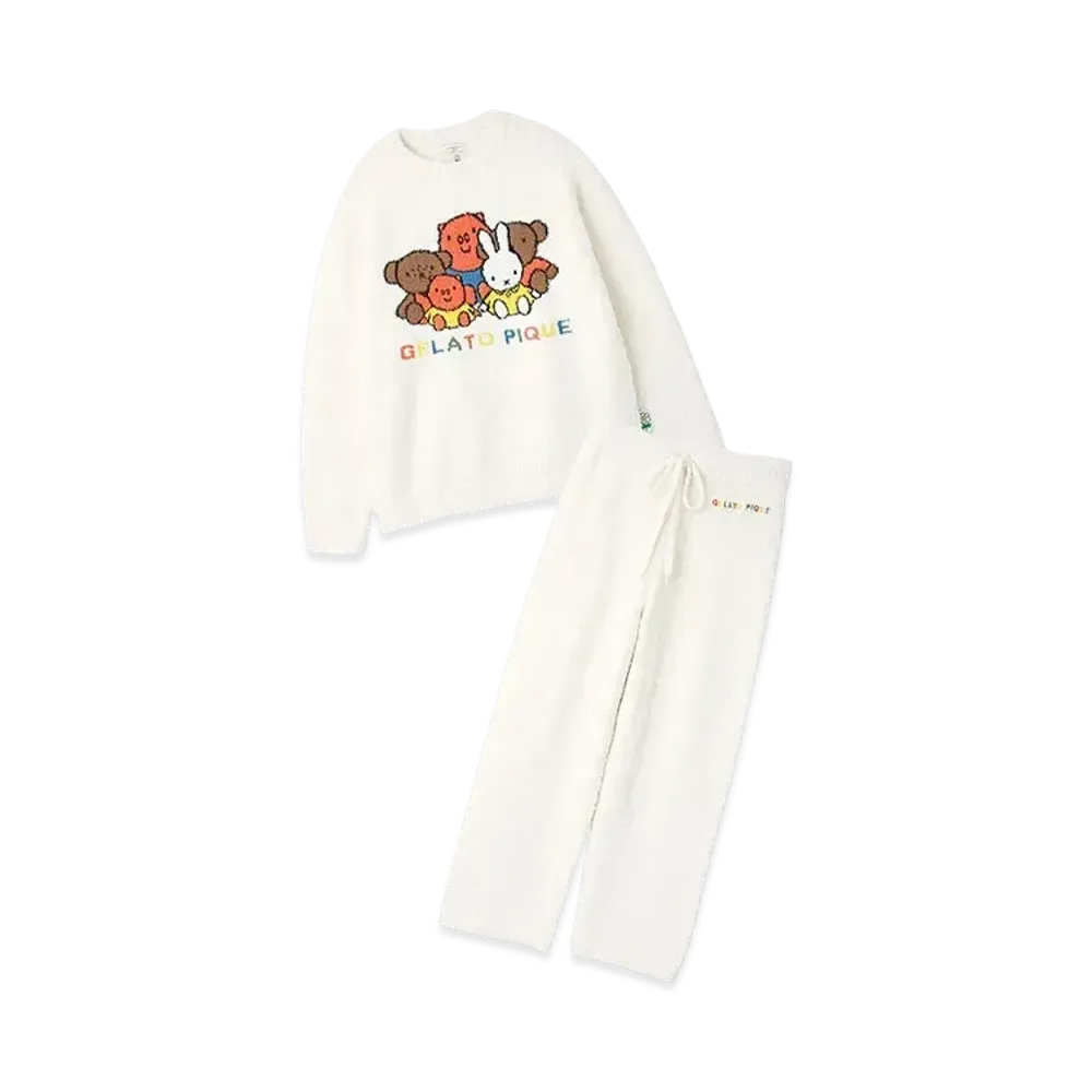 GELATO PIQUE x Dick Bruna Unisex Baby Moko One Point Jacquard Pullover & Long Pants Set "Cream"