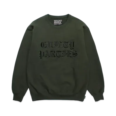 WACKO MARIA Heavy Weight Crew Neck Sweat Shirt "Green"