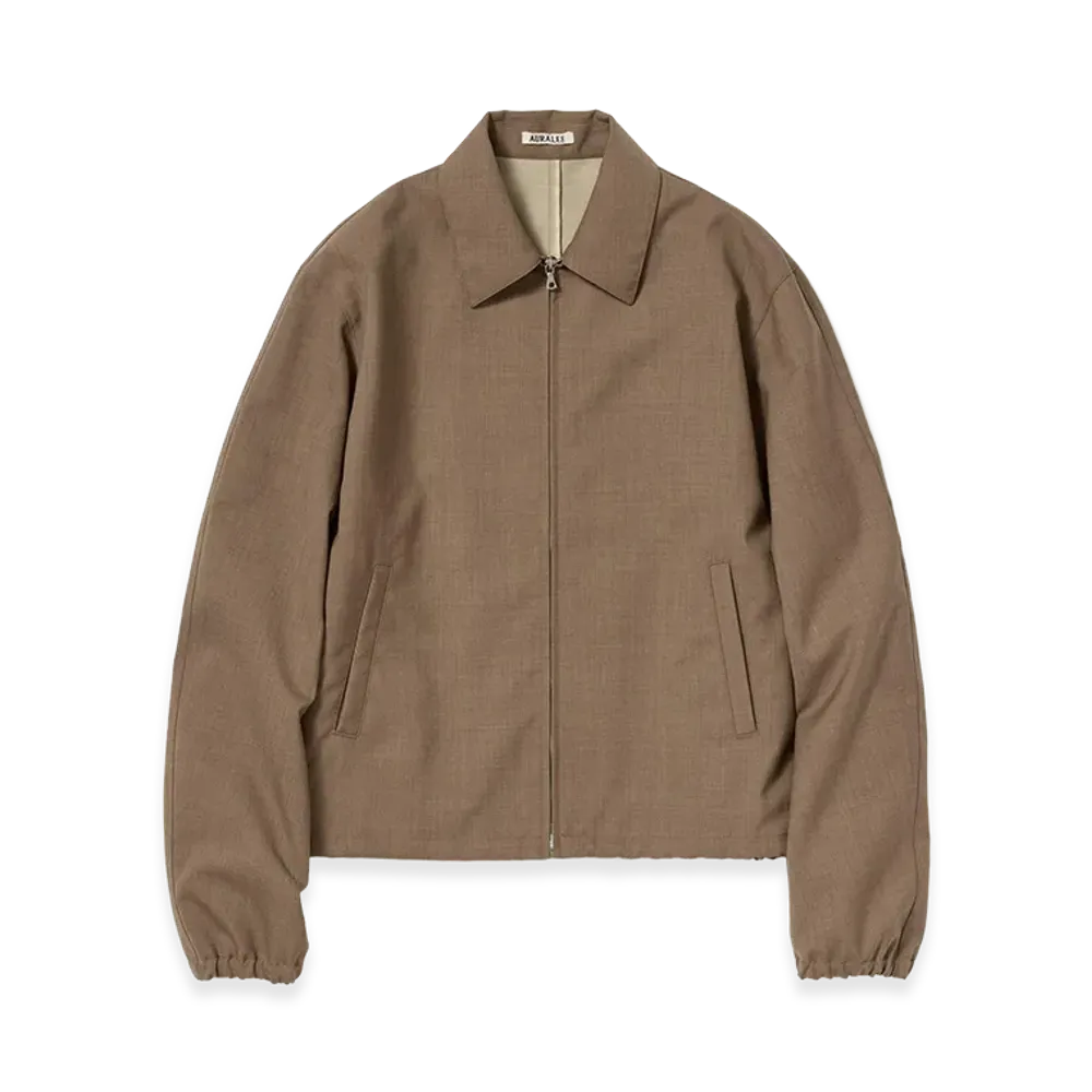AURALEE Bonded Tropical Wool Zip Blouson "Top Brown"
