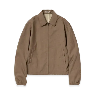 AURALEE Bonded Tropical Wool Zip Blouson "Top Brown"