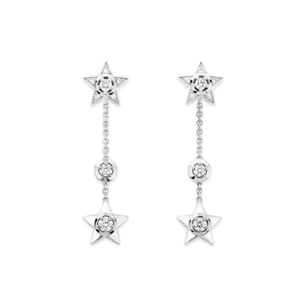 CHANEL Comete 1932 Transformable Earrings 18K Diamonds "White Gold"