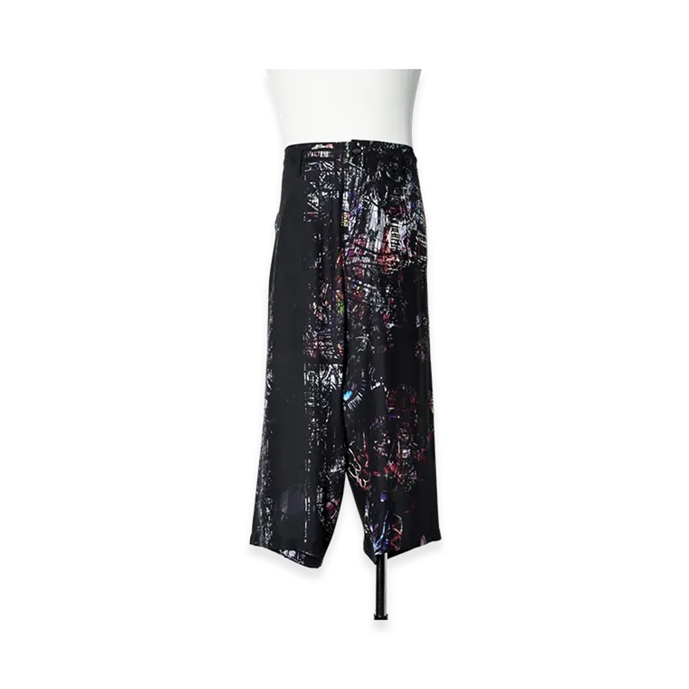 Yohji Yamamoto POUR HOMME Staind Glass Motif Silk Pants "Black"