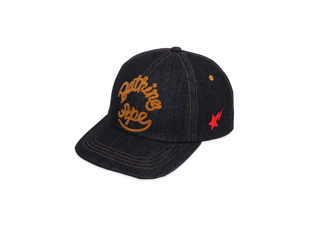 A BATHING APE Logo Washed Denim Cap "Indigo"