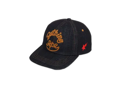 A BATHING APE Logo Washed Denim Cap "Indigo"