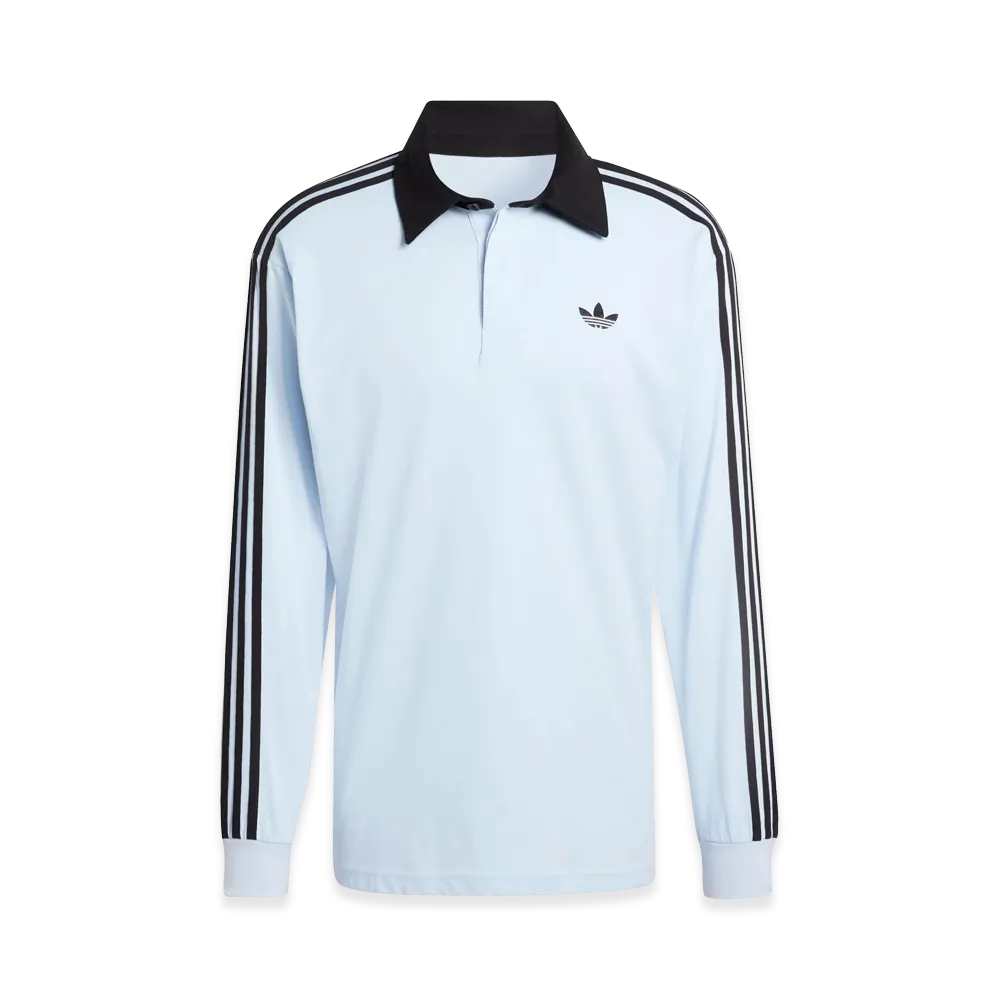 adidas 3-Stripes Rugby Long Sleeve Polo Shirt "Crystal Sky"