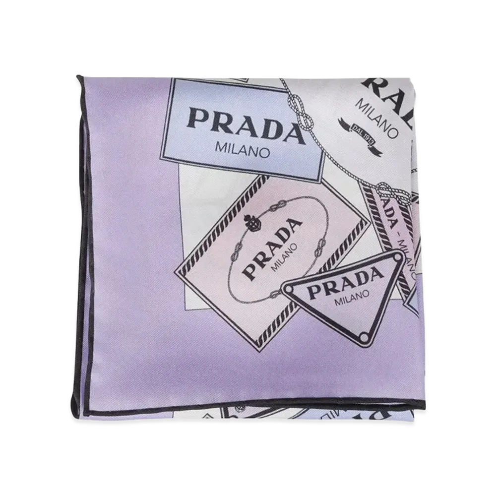 PRADA Women's Printed Silk Twill Scarf "Purple"