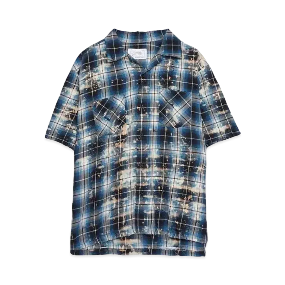 Rafu Bleached&damaged S/S shirt "BLUE"