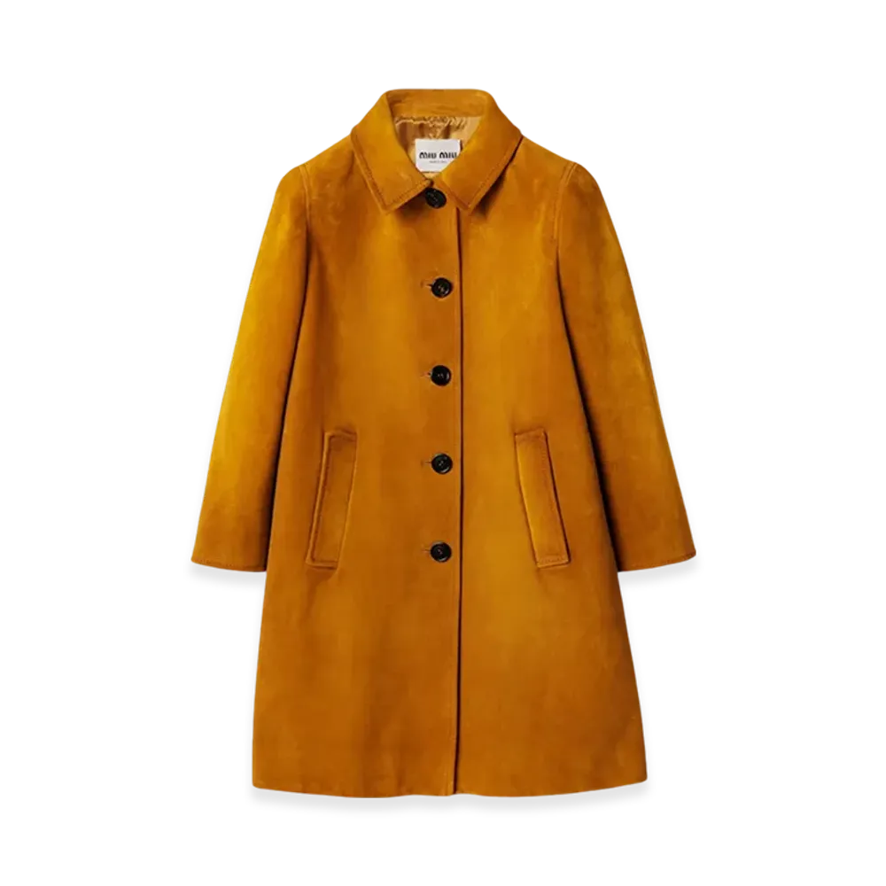 MIU MIU Women's Suede Coat "Whiskey"