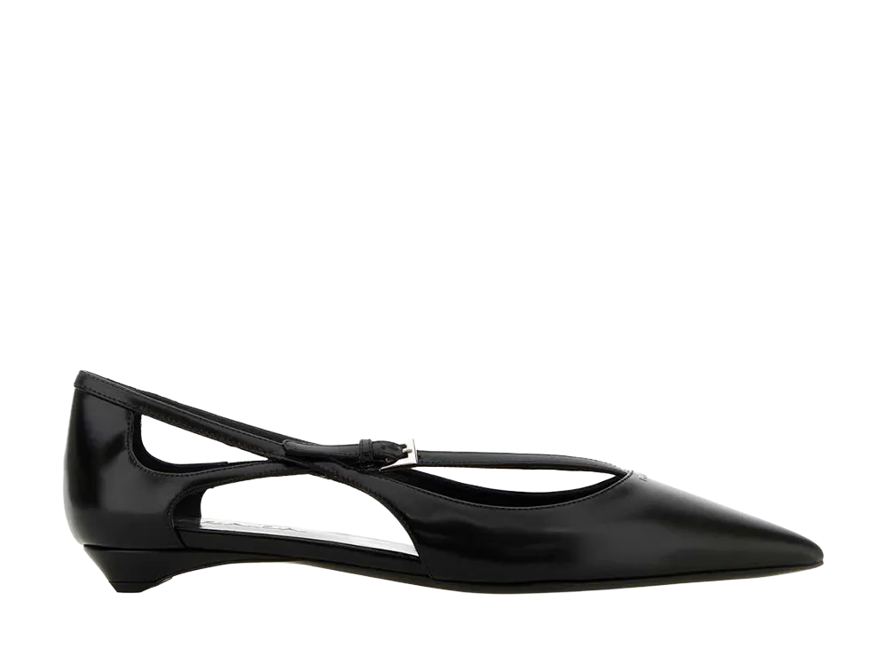 PRADA Women's Leather Ballerinas "Black"