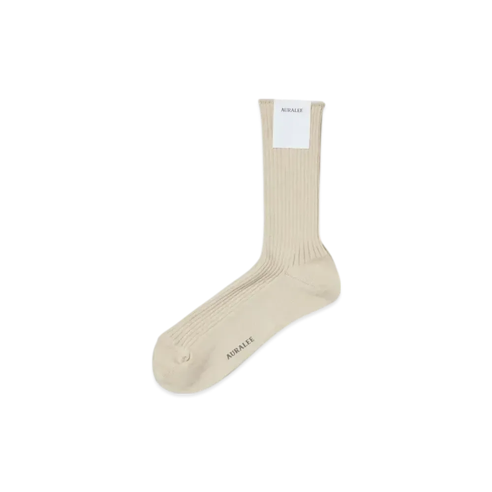 AURALEE Giza High Gauge Socks "Beige"