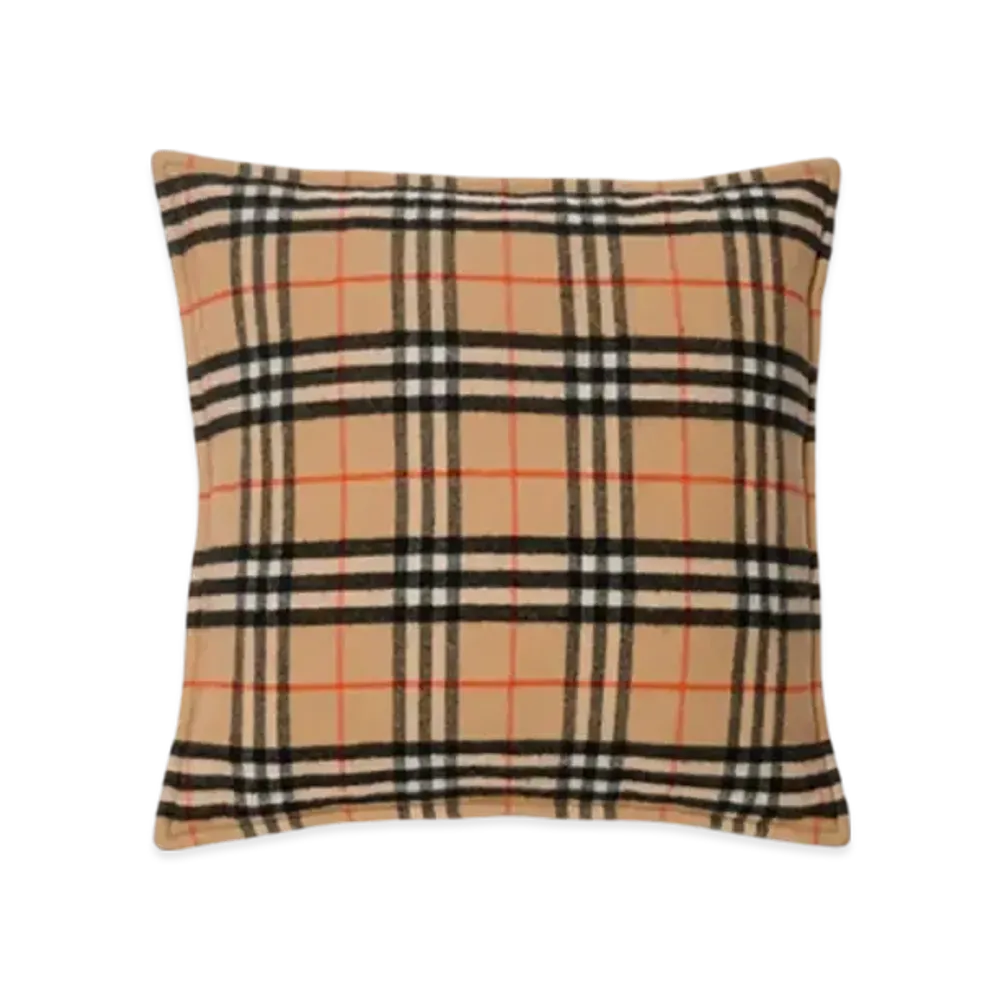 Burberry Check Wool Cashmere Cushion "Sand"