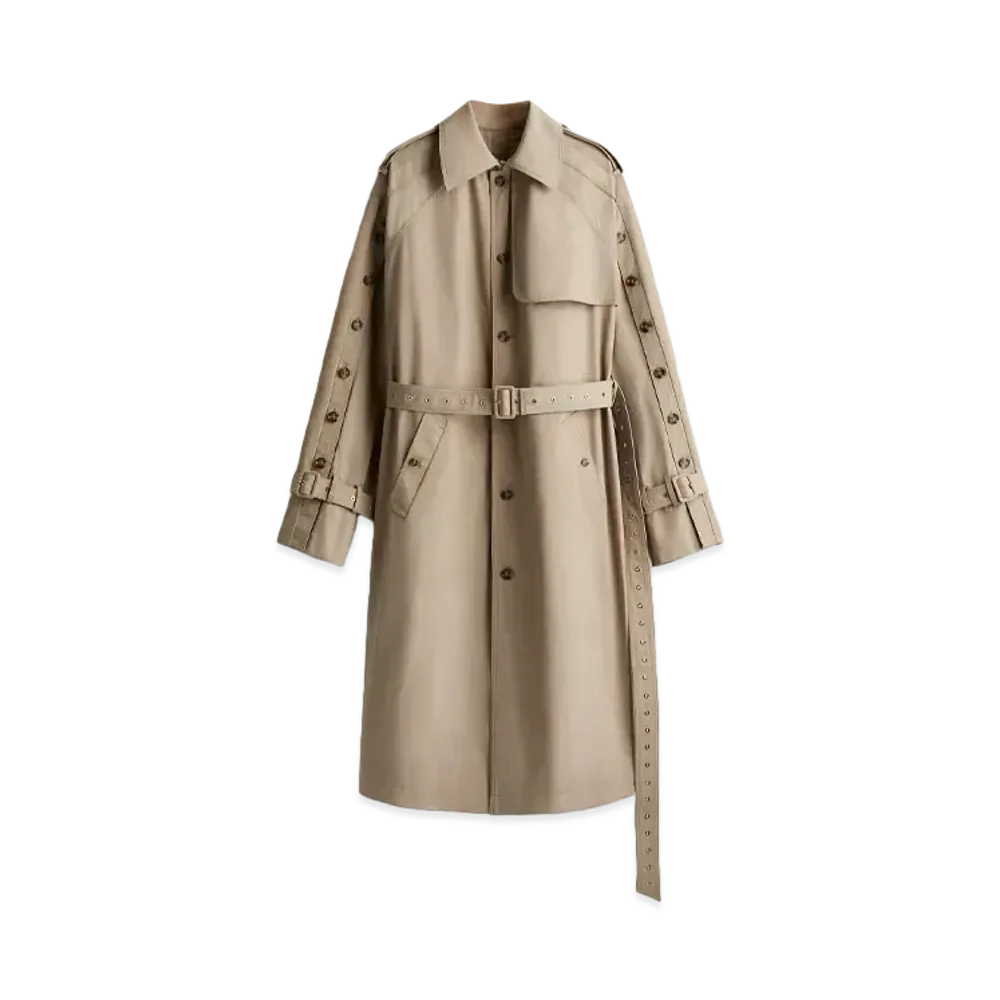 rokh x H&M Button-Detail Twill Trench Coat "Greige"