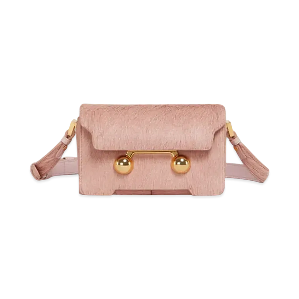 Marni Long Hair Calfskin Trunkaroo Mini Shoulder Bag "Pink Gummy"