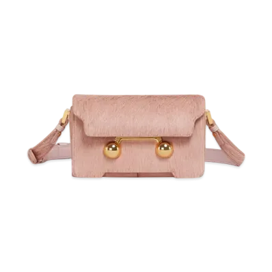 Marni Long Hair Calfskin Trunkaroo Mini Shoulder Bag "Pink Gummy"