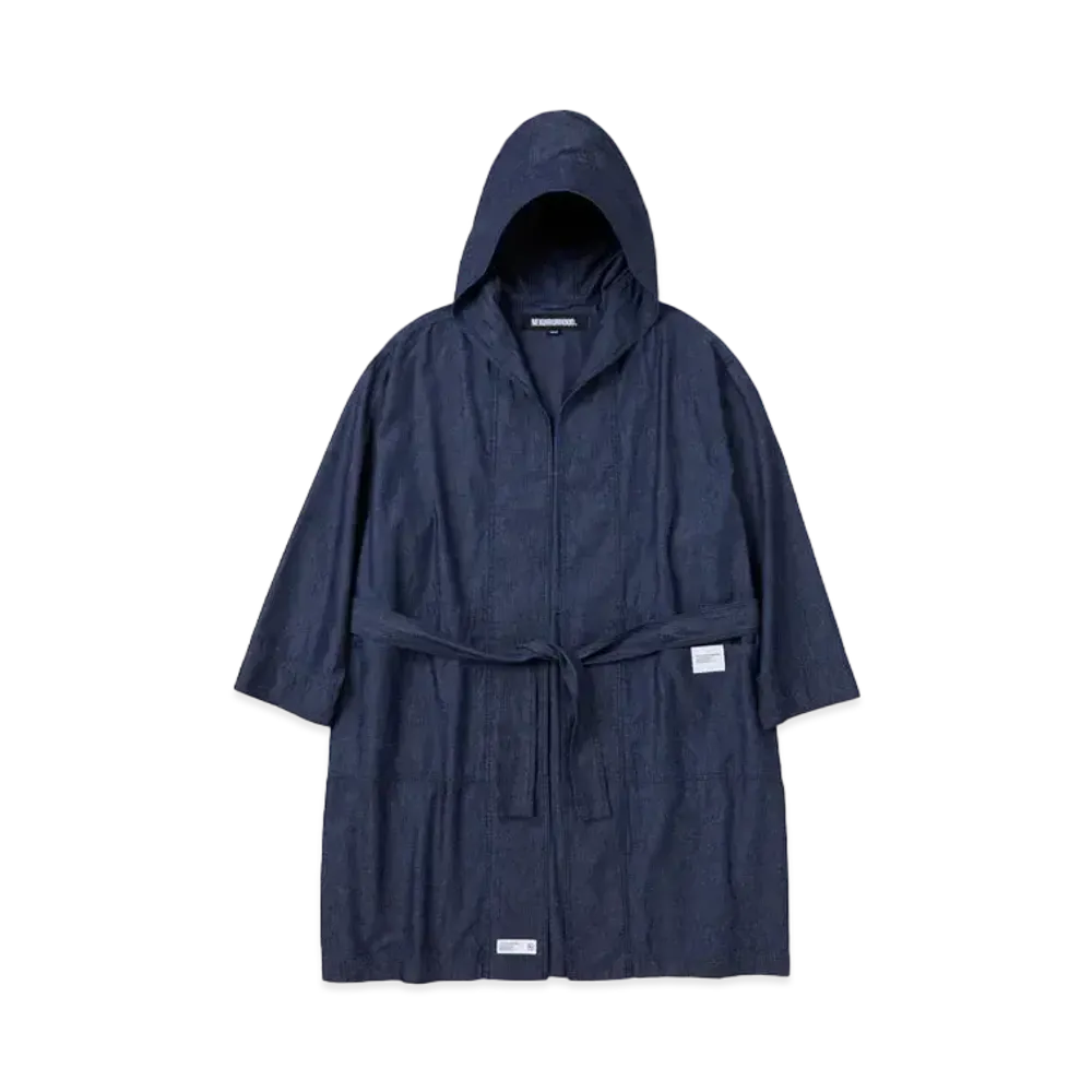 NEIGHBORHOOD Hooded Gown Coat "Indigo"