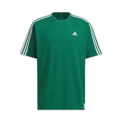 adidas Essentials Plus Loose Fit Three Stripes Short Sleeve T-Shirt "Collegiate Green"