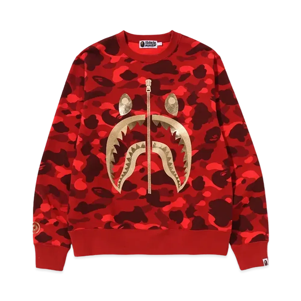 A BATHING APE Shark Crewneck "Red"