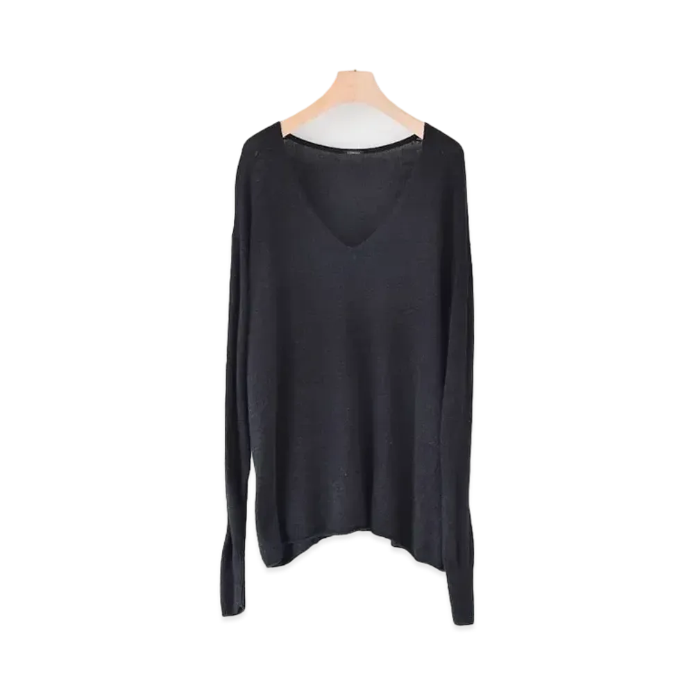 COMOLI Black V-Neck Knit "Black"