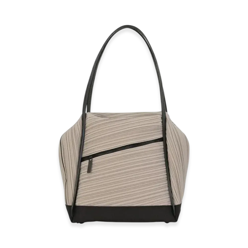 PLEATS PLEASE ISSEY MIYAKE Bias Pleats Bag "Light Gray"