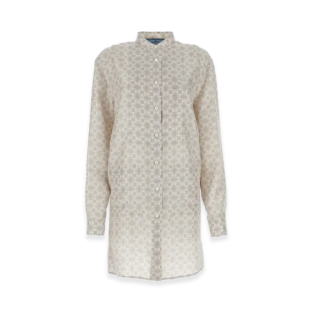 PRADA Women's Printed Silk Shirt Dress "Printed"