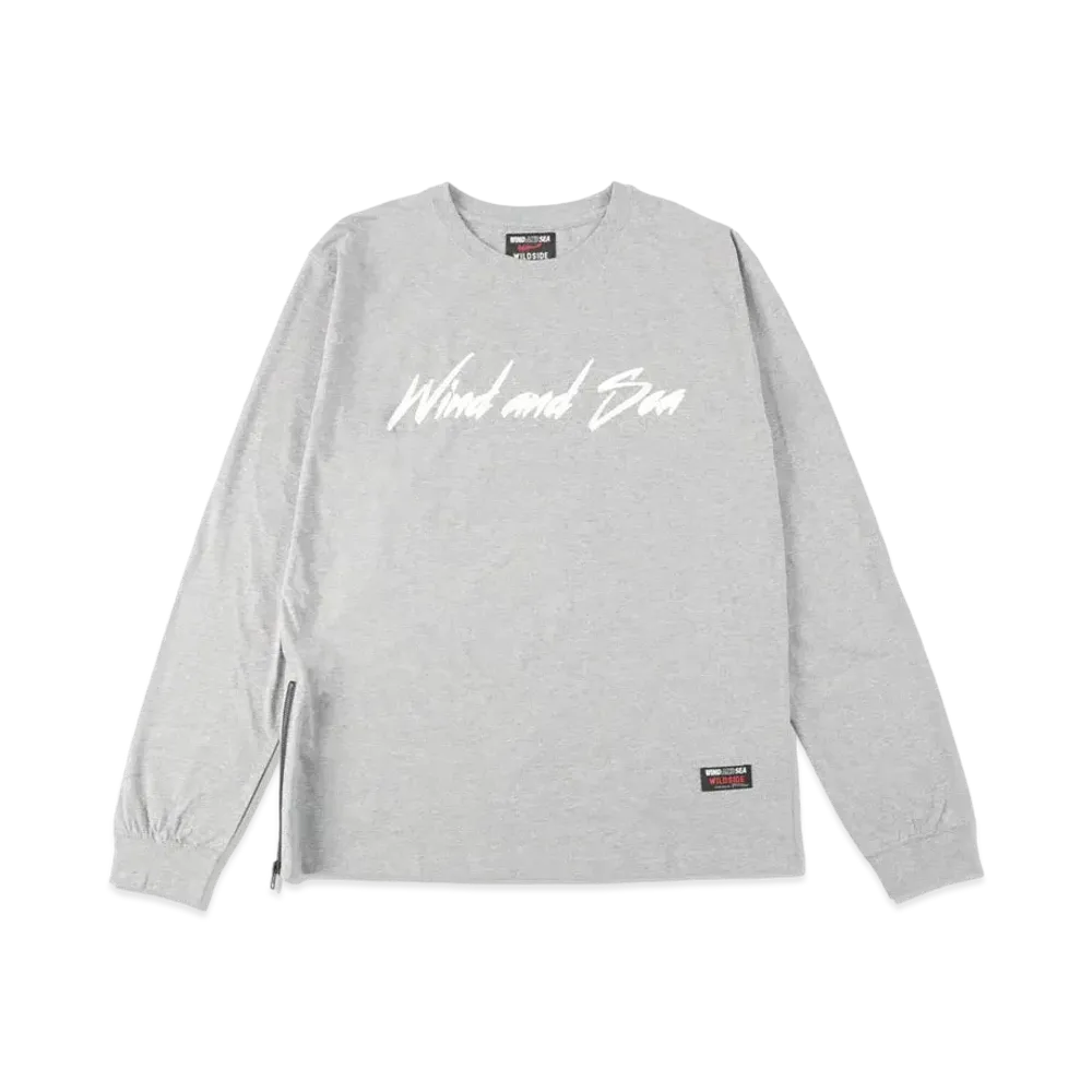 WIND AND SEA x WILDSIDE YOHJI YAMAMOTO SIGNATURE-STYLE LOGO LONG SLEEVE T-SHIRT "Gray"