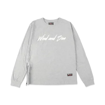 WIND AND SEA x WILDSIDE YOHJI YAMAMOTO SIGNATURE-STYLE LOGO LONG SLEEVE T-SHIRT "Gray"