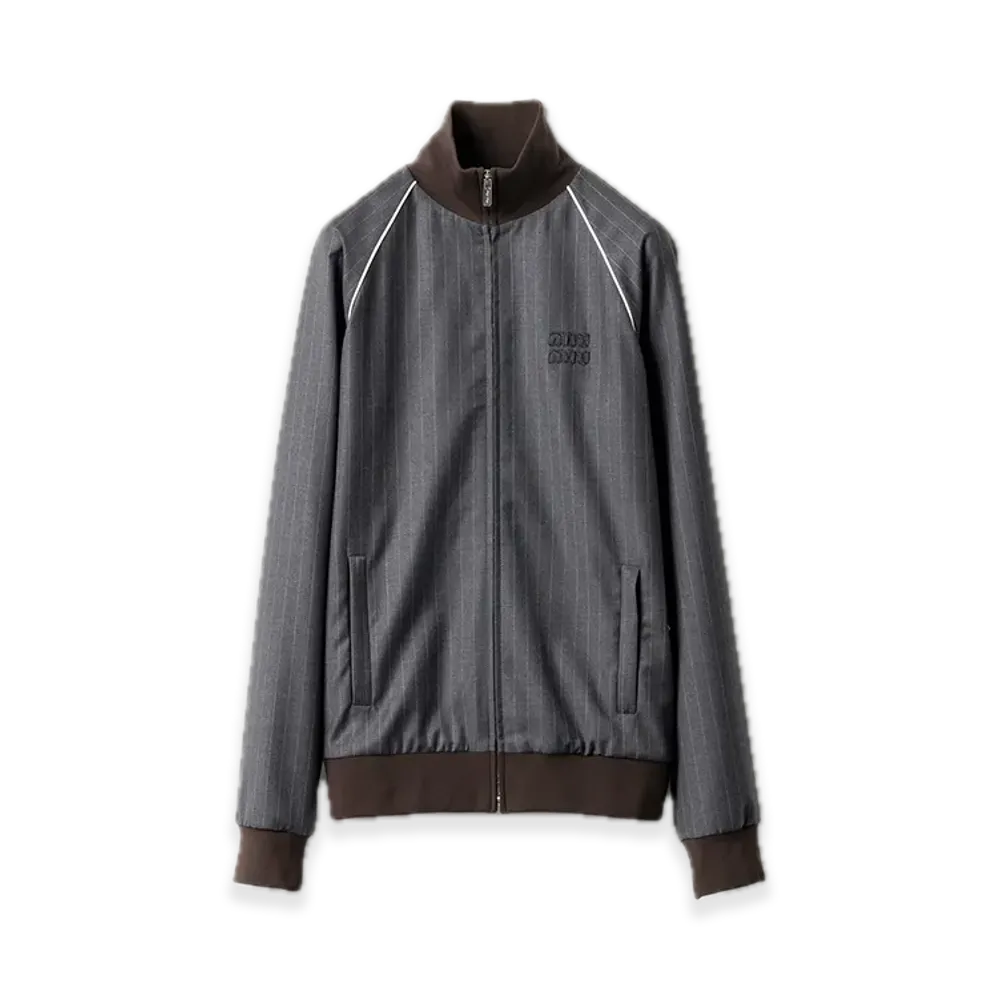 MIU MIU Pinstripe Zipper Blouson Jacket "Gray"
