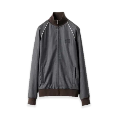 MIU MIU Pinstripe Zipper Blouson Jacket "Gray"