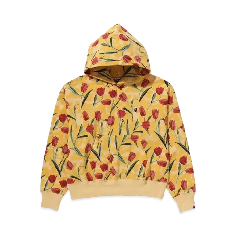 A BATHING APE Tulip Camo Oversized Pullover Hoodie "Yellow"