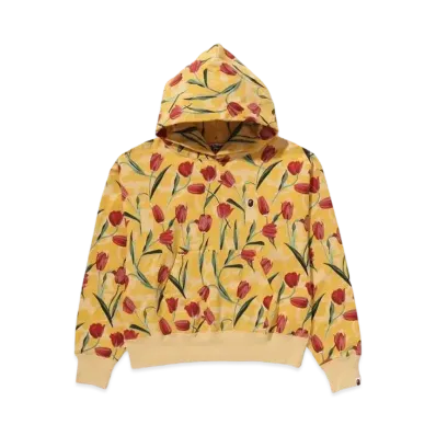 A BATHING APE Tulip Camo Oversized Pullover Hoodie "Yellow"