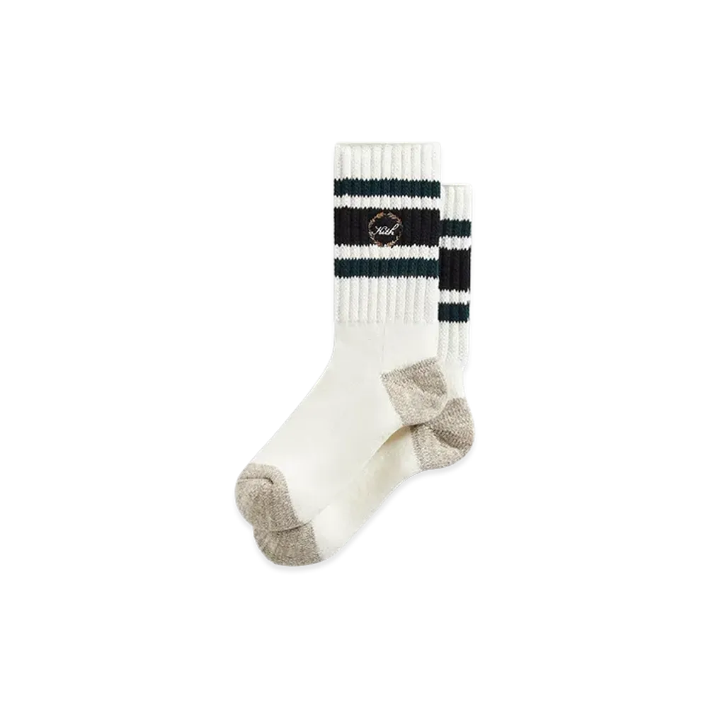 Kith Laurel Stripe Cotton Chunky Crew Socks "Silk"