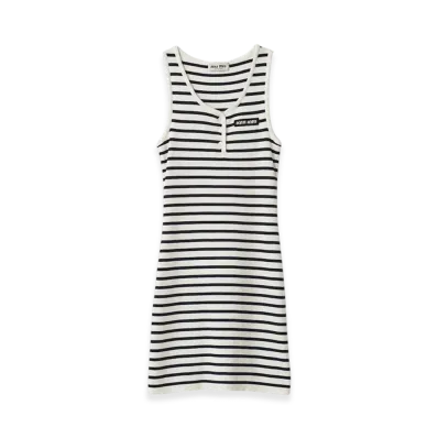 MIU MIU Women's Cotton Mini Dress "White/Blue"