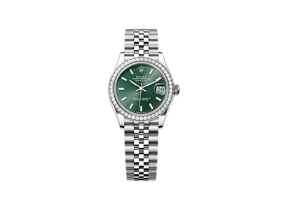 ROLEX Datejust 31 Oystersteel & White Gold Diamonds "Green"