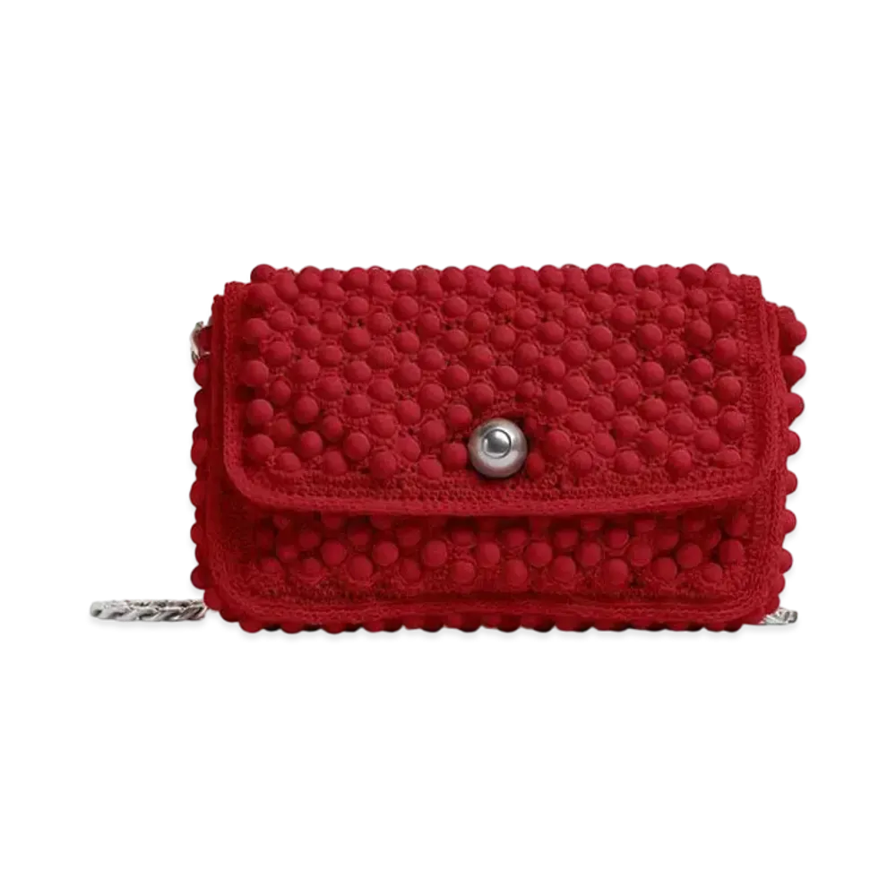 Bottega Veneta Beads Rubber Shoulder Bag "Crimson"