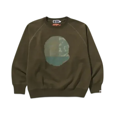 A BATHING APE A Rising Bape Relaxed Fit Crewneck "Olive Drab"