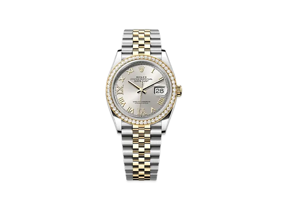 ROLEX Datejust 36mm Oystersteel & Yellow Gold Diamond 126283RBR "Silver"