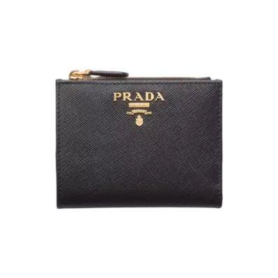 PRADA Saffiano Multicolor Wallet "Black/Pale Pink"