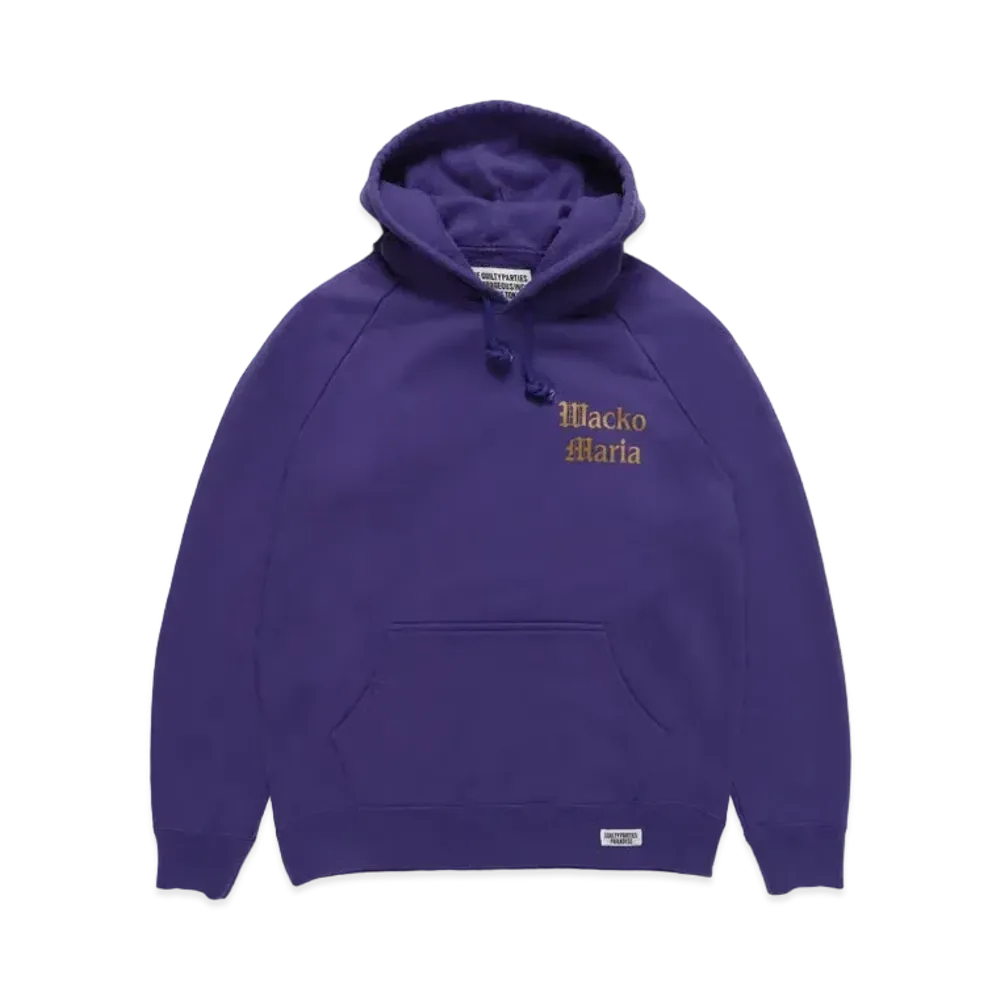 WACKO MARIA WASHED HEAVY WEIGHT PULL OVER HOODED SWEAT SHIRT "Purple"