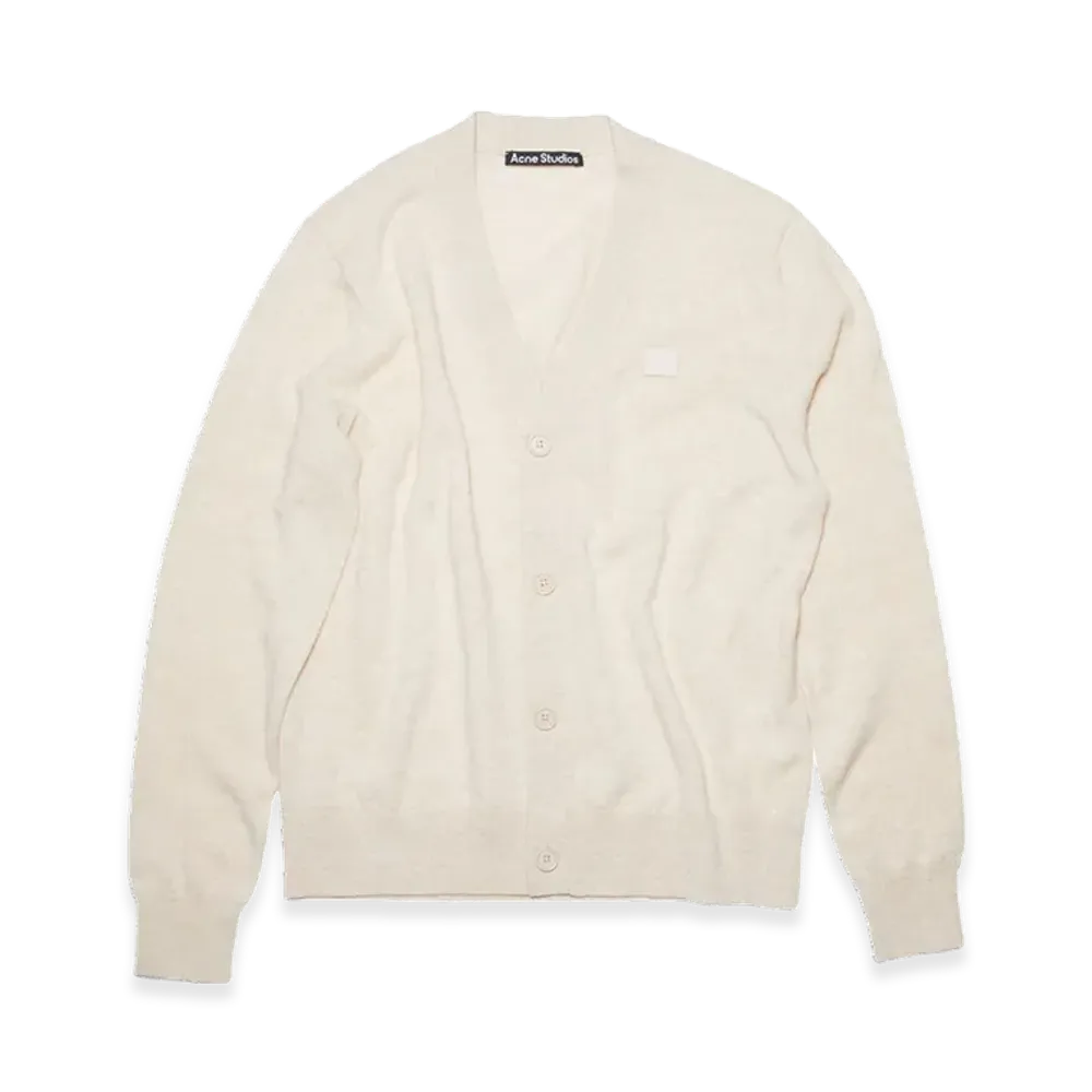 Acne Studios Keve Face V-Neck Cardigan "Oatmeal Melange"