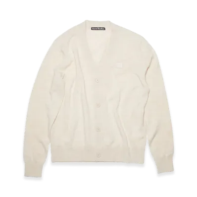 Acne Studios Keve Face V-Neck Cardigan "Oatmeal Melange"
