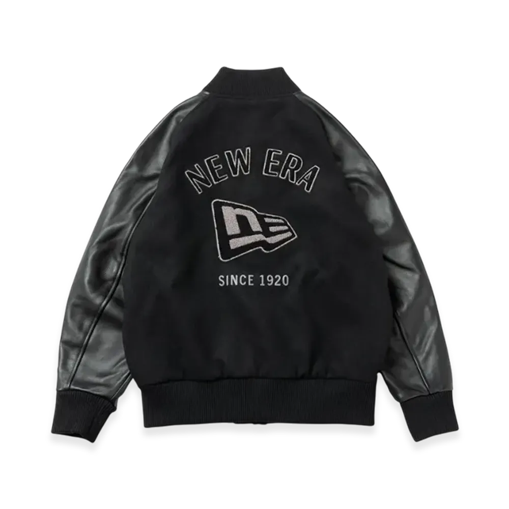 NEW ERA Polartec Black Label FW25 Melton Varsity Jacket "Black"