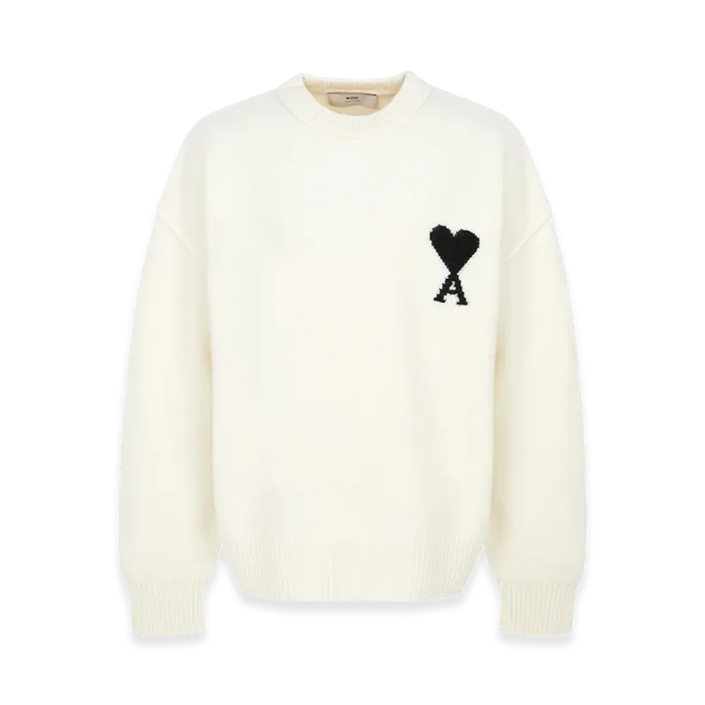 AMI PARIS De Coeur Crew Neck Sweater "White/Black"