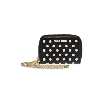 MIU MIU Studded Nappa Leather Card Holder "Black/White"
