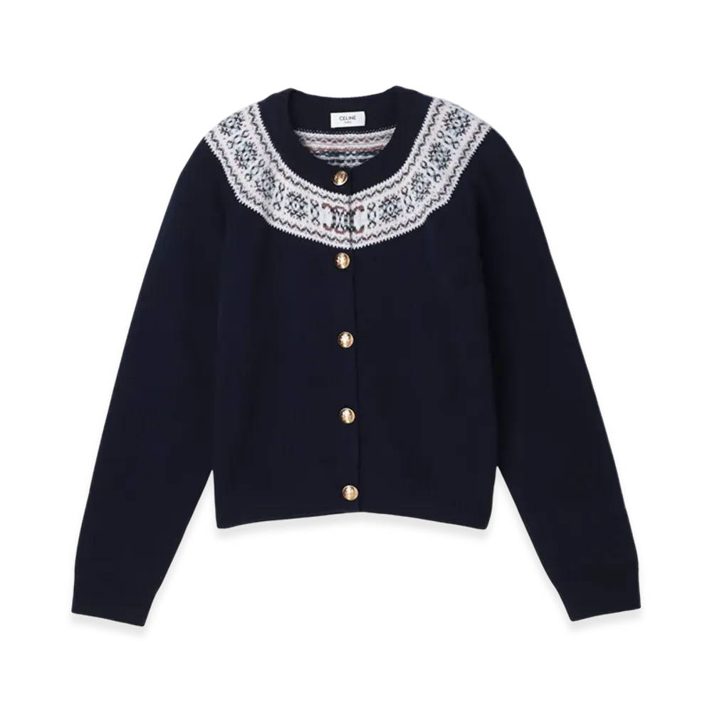 CELINE Crew Neck Cardigan "Darkblue"