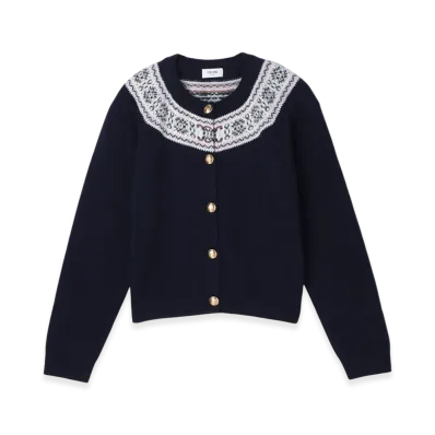 CELINE Crew Neck Cardigan "Darkblue"