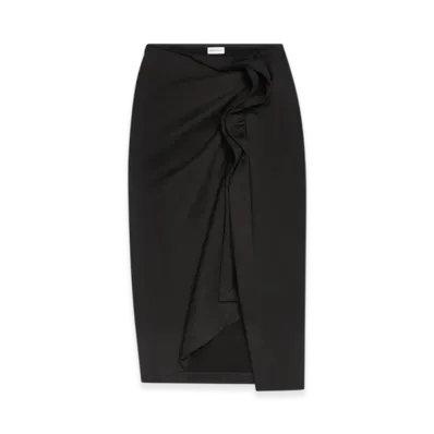 DRIES VAN NOTEN Women's Ruffled Cotton Skirt "Black"