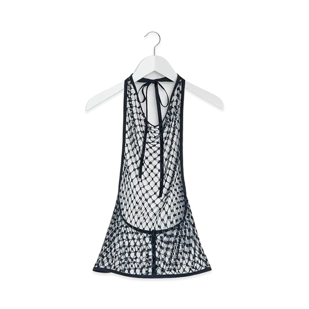 LEMAIRE Women's Fishnet Halter Top "Storm Blue"