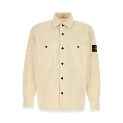 Stone Island Ivory Corduroy Shirt "White"