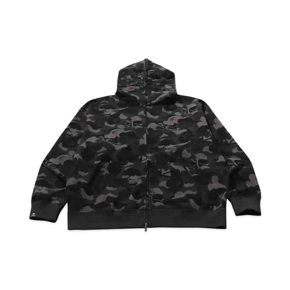 A BATHING APE x mastermind JAPAN Skull Camo Relaxed Fit Full Zip Hoodie "Black"